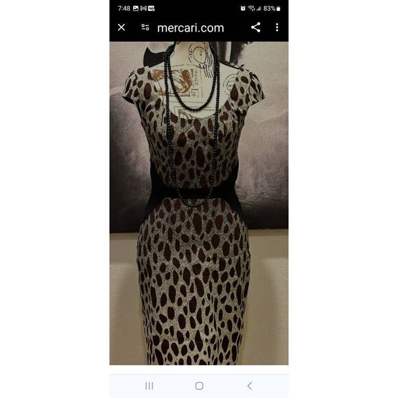 JAY GODFREY  classy sophisticated  Animal Print short cap sleeve Dress - Picture 5 of 11